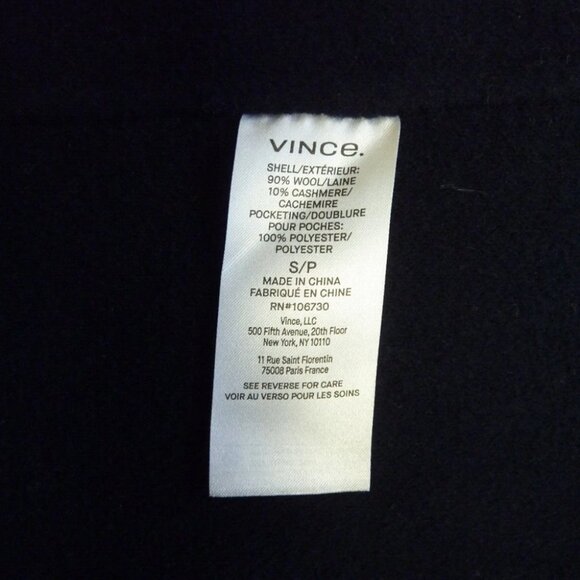 VINCE Wool-Cashmere-Blend Belted Collarless Coat in Navy Blue - Picture 7 of 7